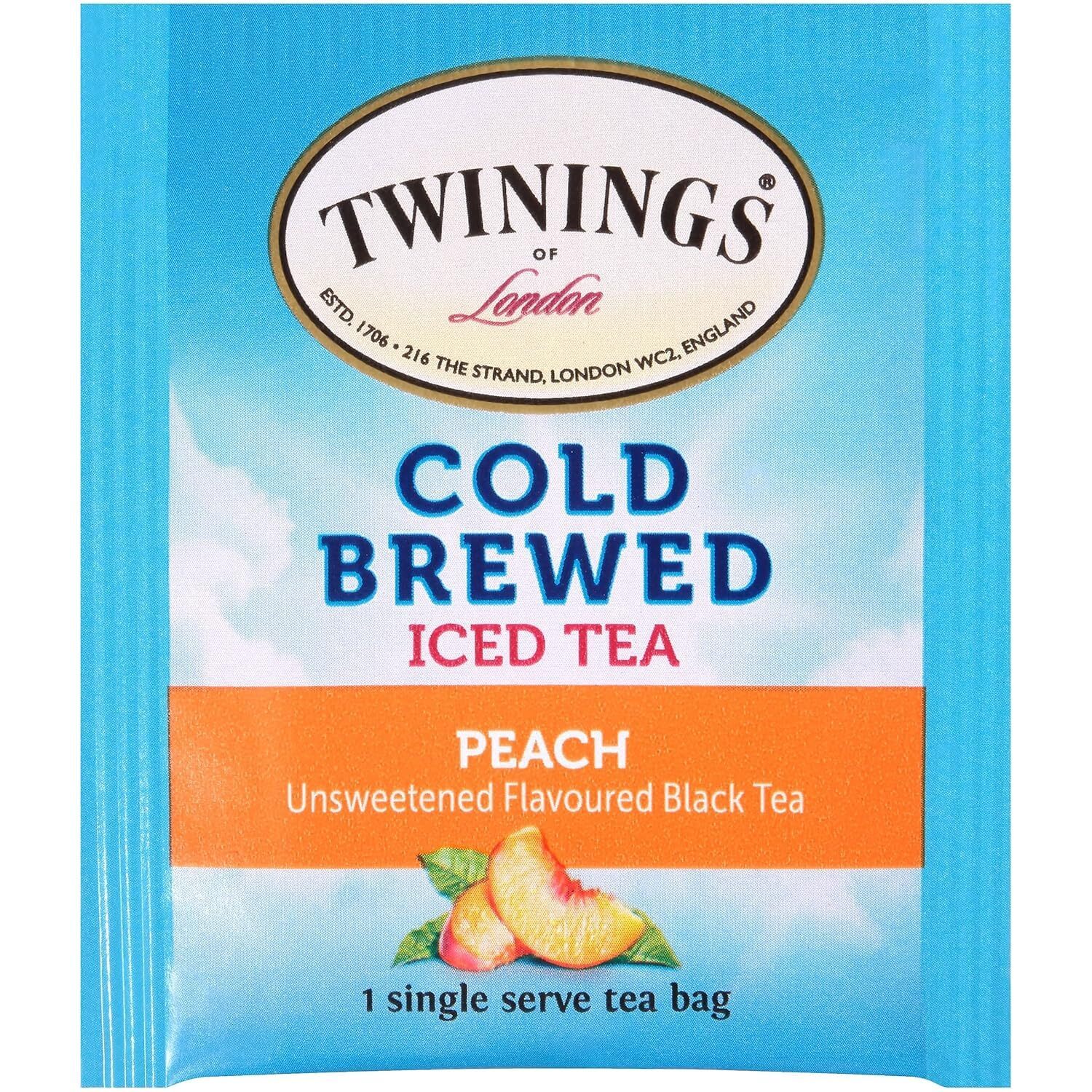 Twinings Cold Brew Peach Tea 40 Individually Sealed Bags Iced Tea Pack of 2