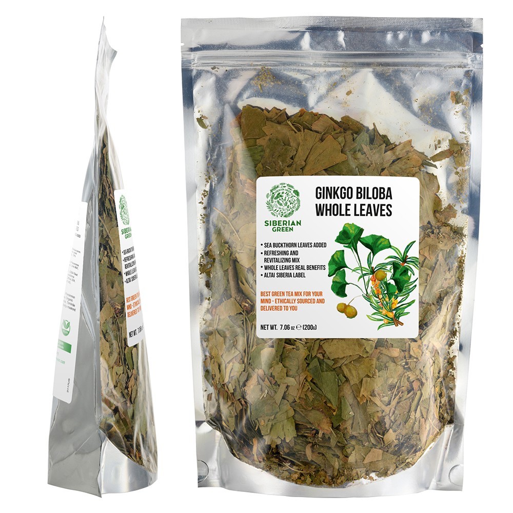 Siberian Green Ginkgo Biloba Cut and Sifted Leaf 200g (7.06 oz) Wild Harvest