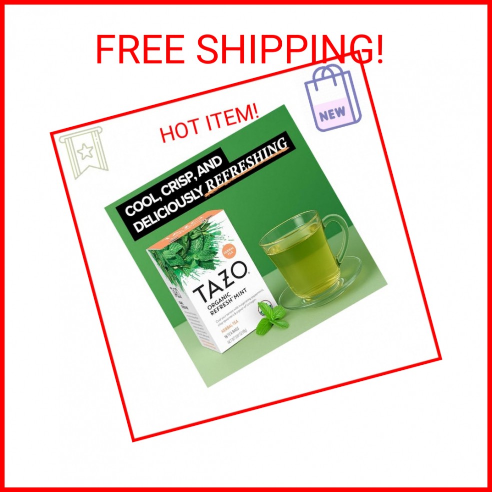 TAZO Organic Refresh Mint Herbal Tea Bags with Peppermint and Spearmint, Caffein