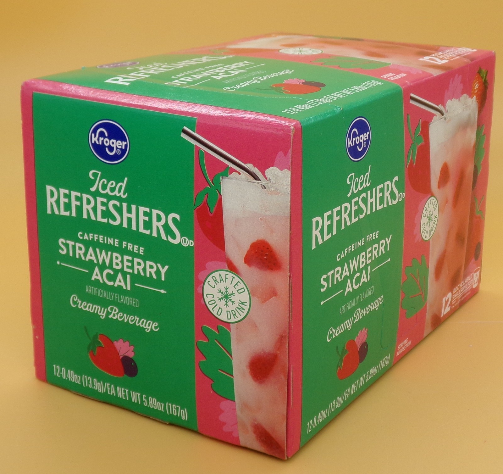 Kroger® Strawberry Acai Iced Refresher Pods, 12 ct Caffeine Free Creamy Beverage