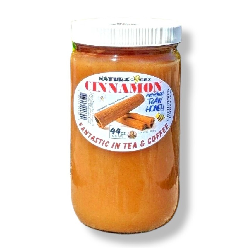 CINNAMON RAW HONEY 2.75 Lbs / 44oz 100% PURE UNFILTERED USA HONEY Glass Jar
