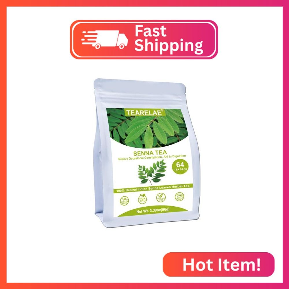 TEARELAE – Senna Tea – 1.5g x 64 Count Senna Leaves Tea Bags – Premium Indian Se