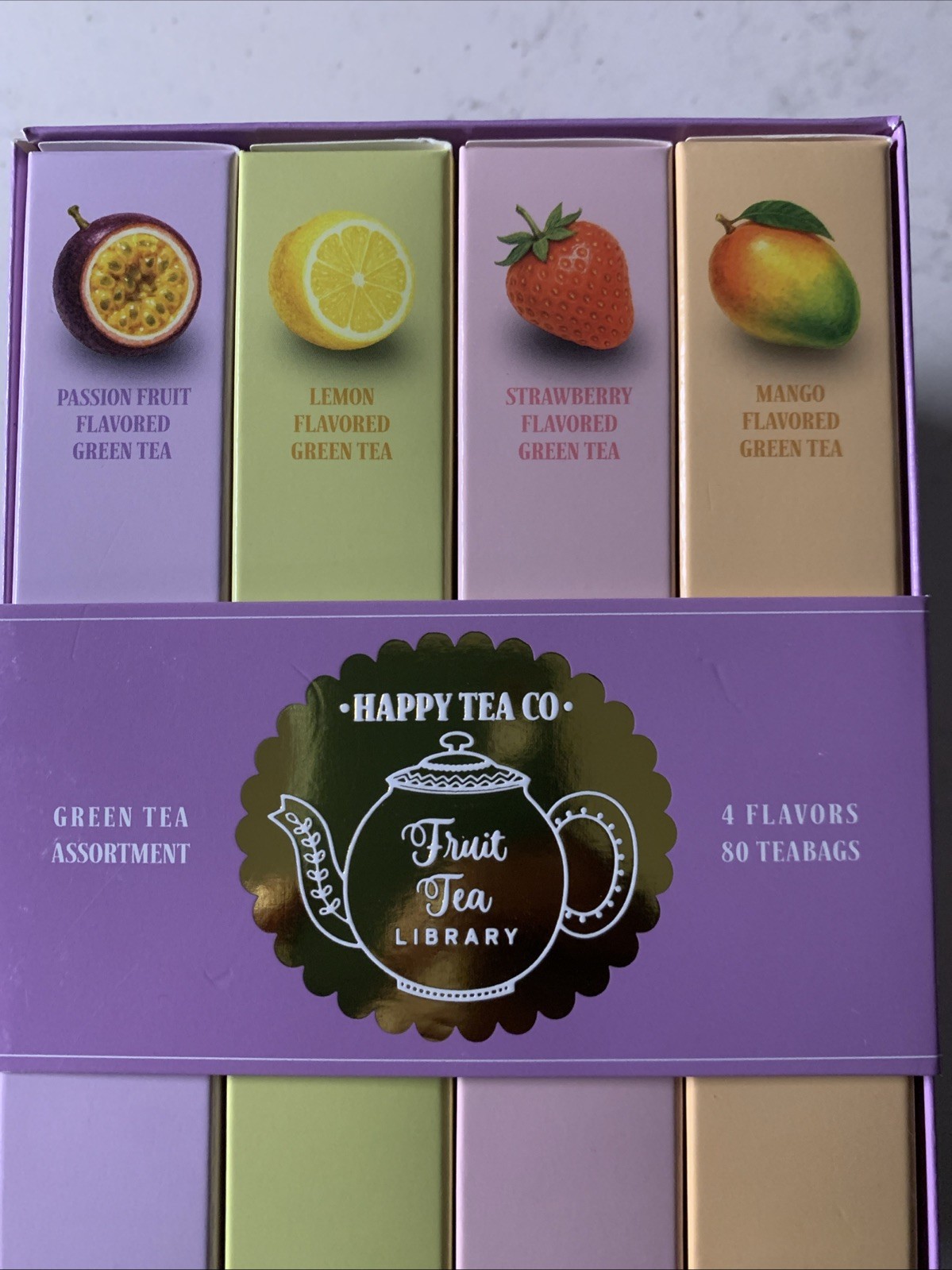 Happy Tea Co Set Of 4 Flavored Assorted Fruit Green Tea Library