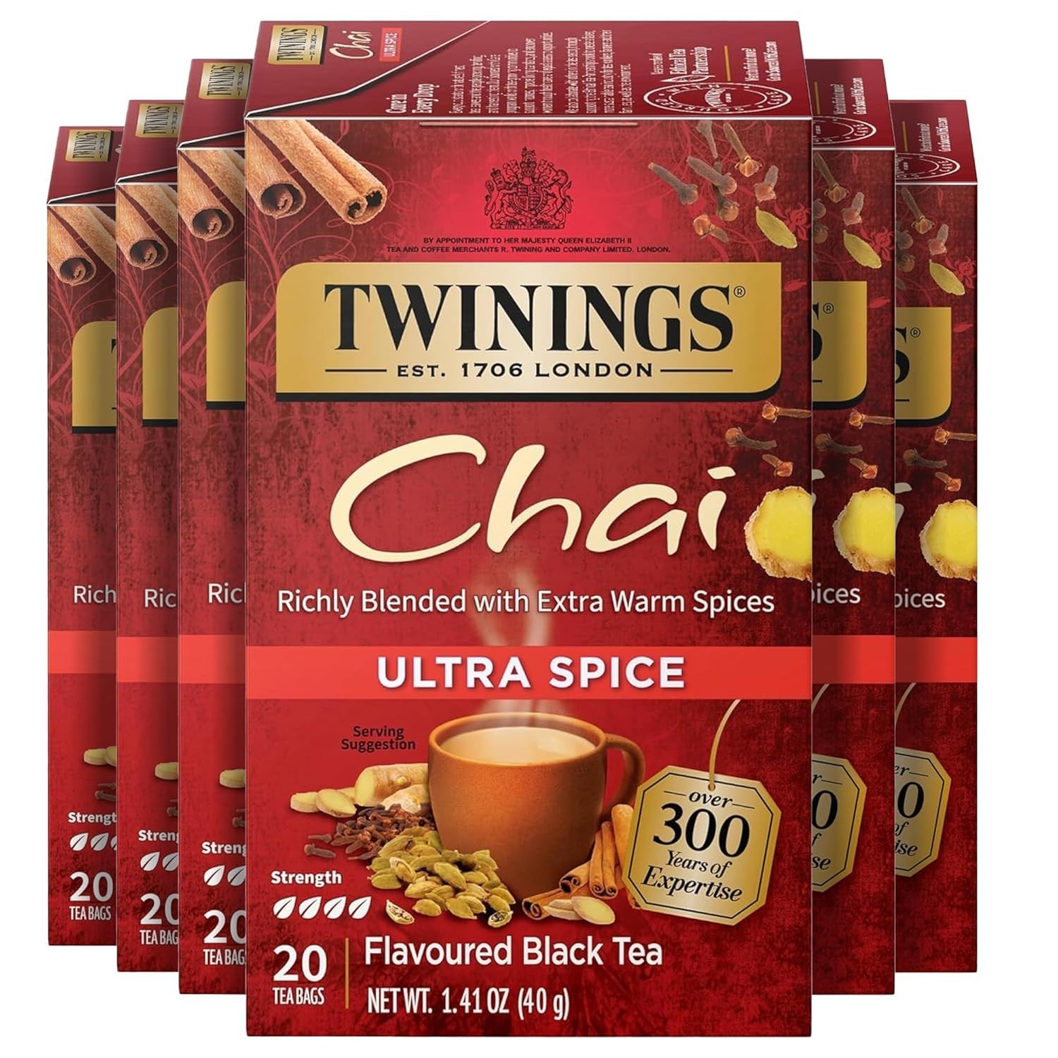 Twinings Chai Ultra Spice Flavoured Black Tea 20 Bags Pack of 6
