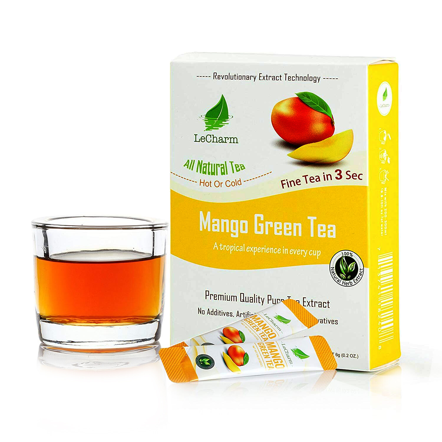 Premium 100% Natural Mango Organic Green Tea Sugar Free (10 Sachests)