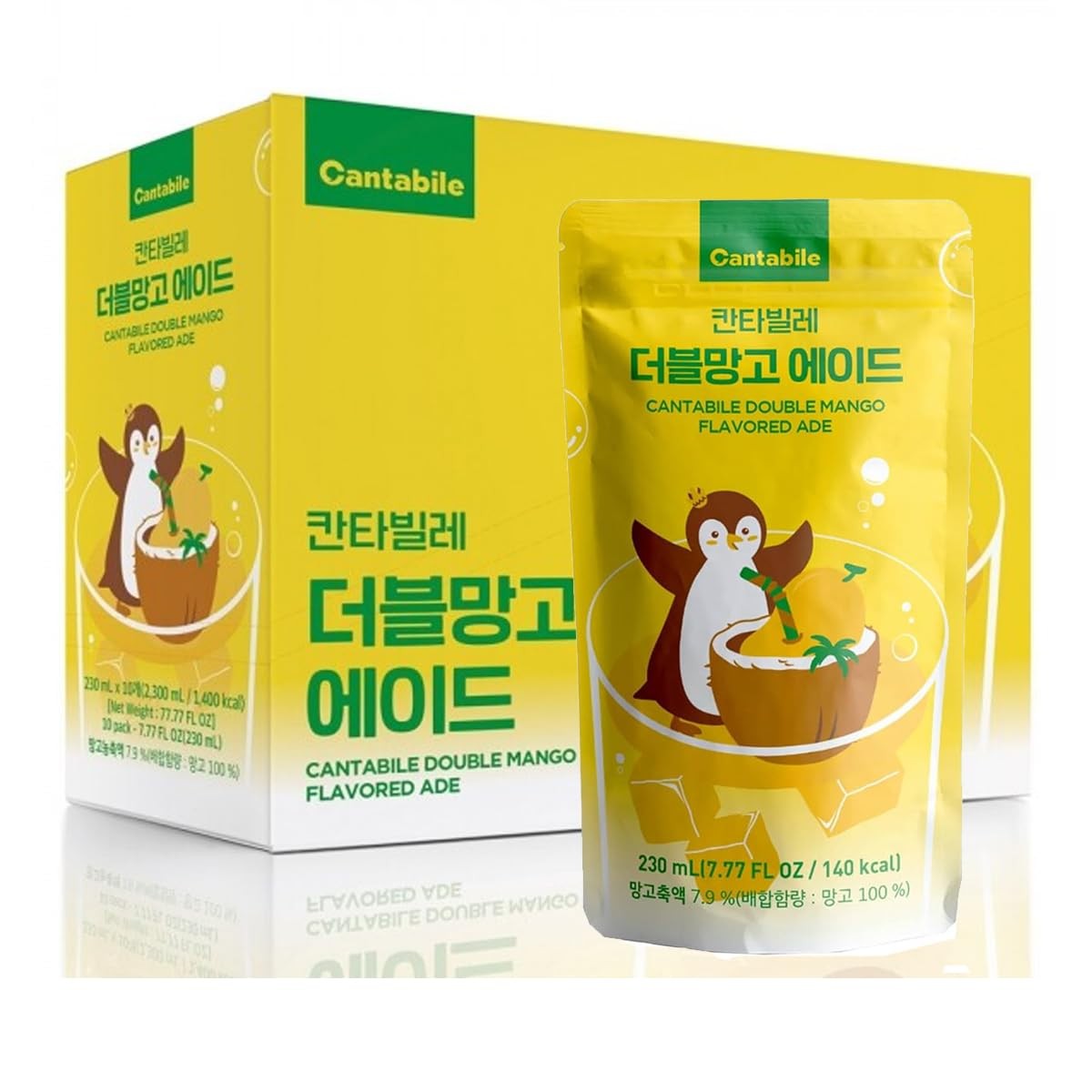 (Box of 10, Double Mango) Cantabile Korean Convenience Store Pouch Drink