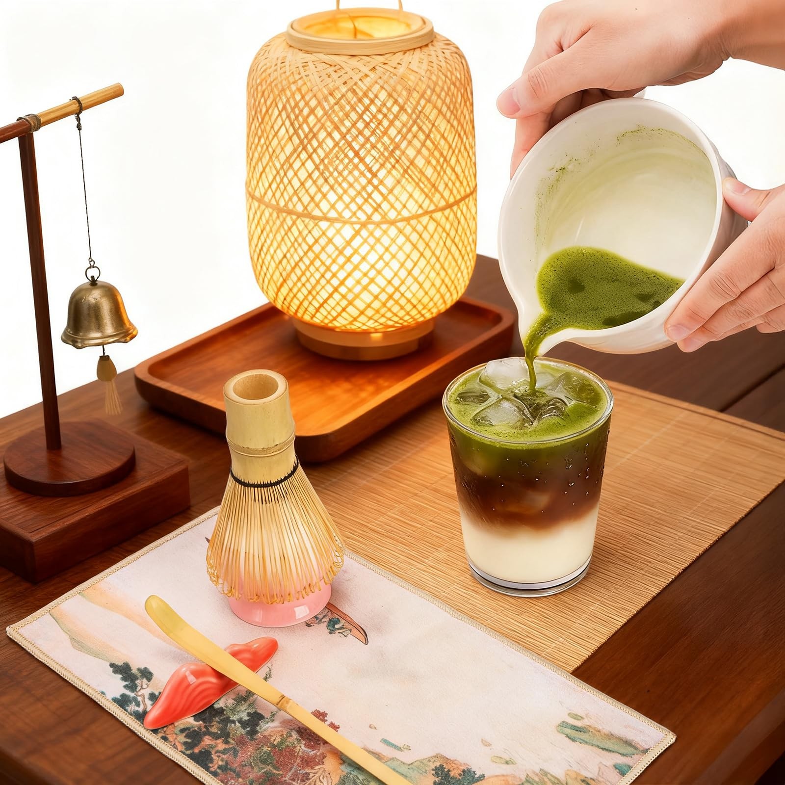8 Pack Matcha Whisk Set, Japanese Matcha Tea Set, Ceramic Mixing Bowl with Sp…