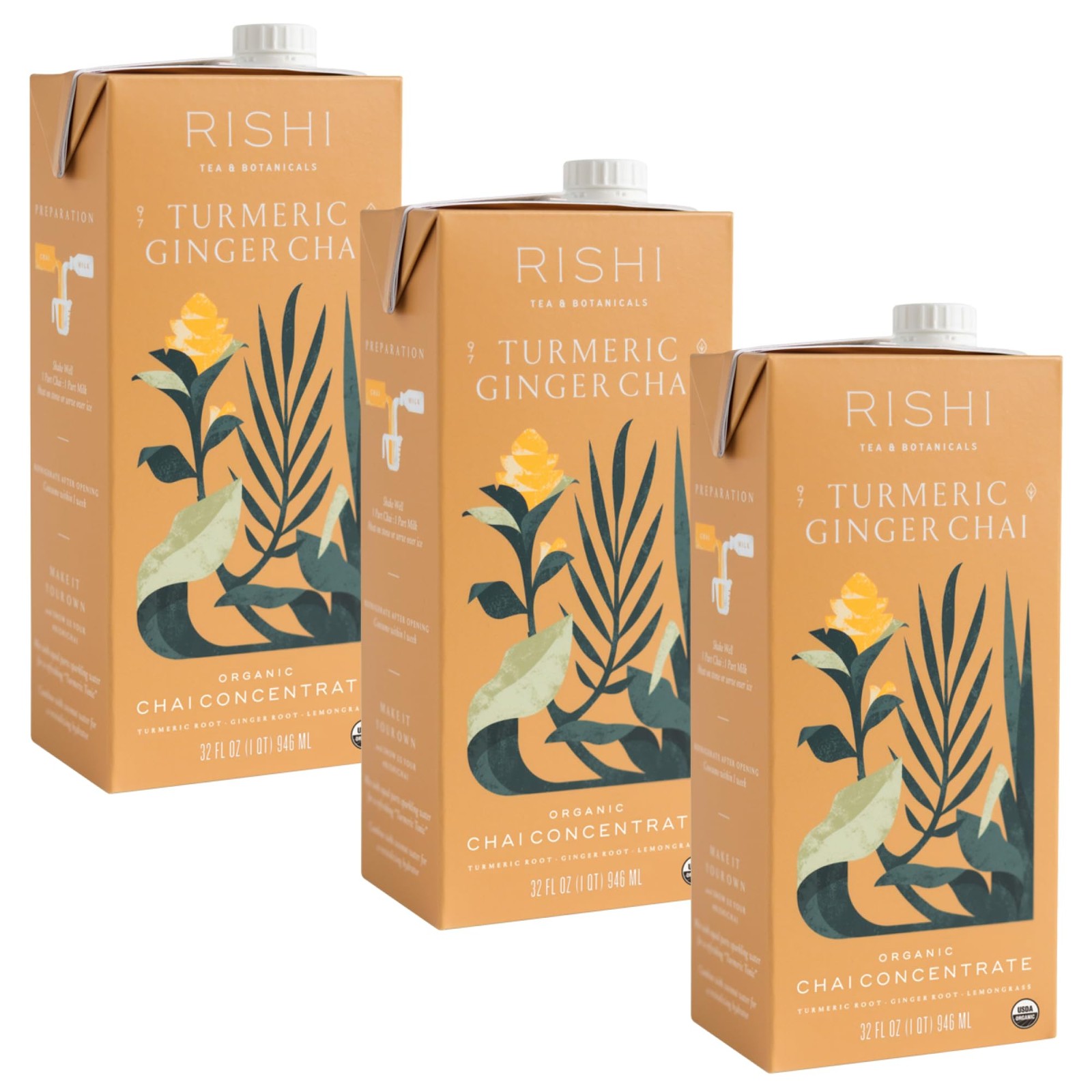 Rishi Tea Turmeric Ginger Chai Latte – Organic Herbal Tea Concentrate with Gi…