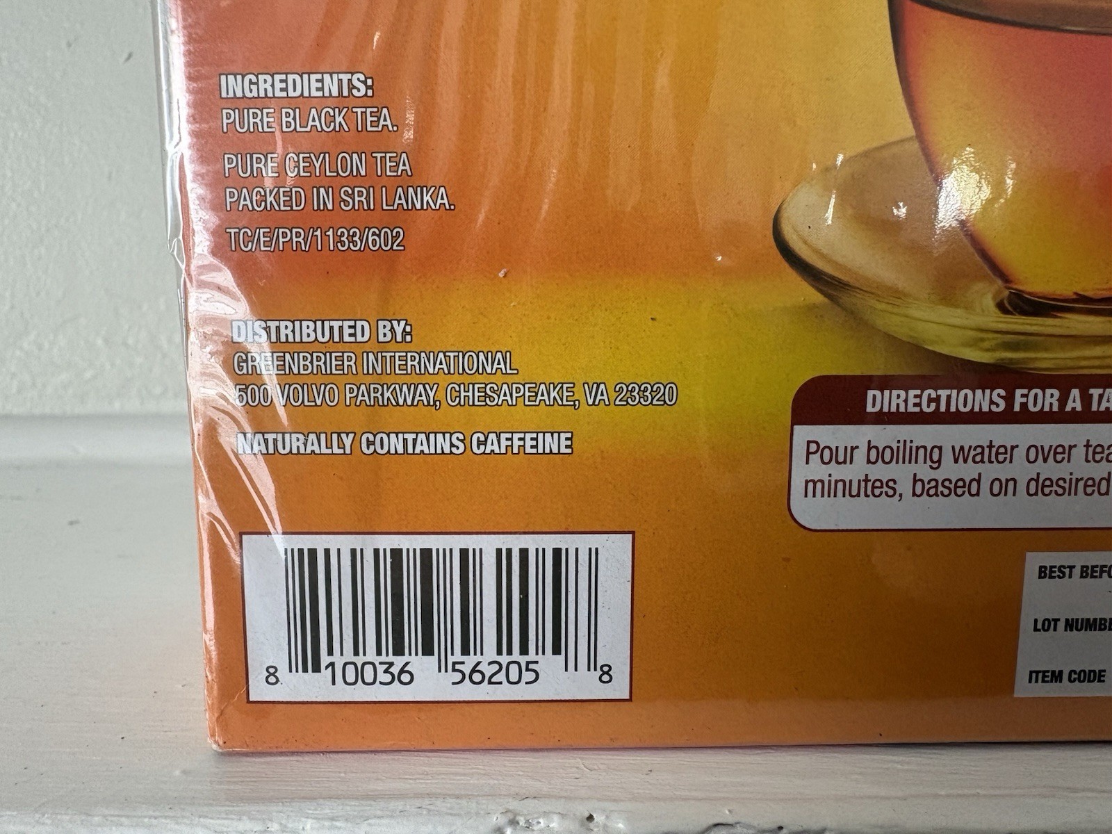 All Natural Tea – Pure Black Tea – Sri Lanka – 100 Tea Bags – Best By 12/27/2026