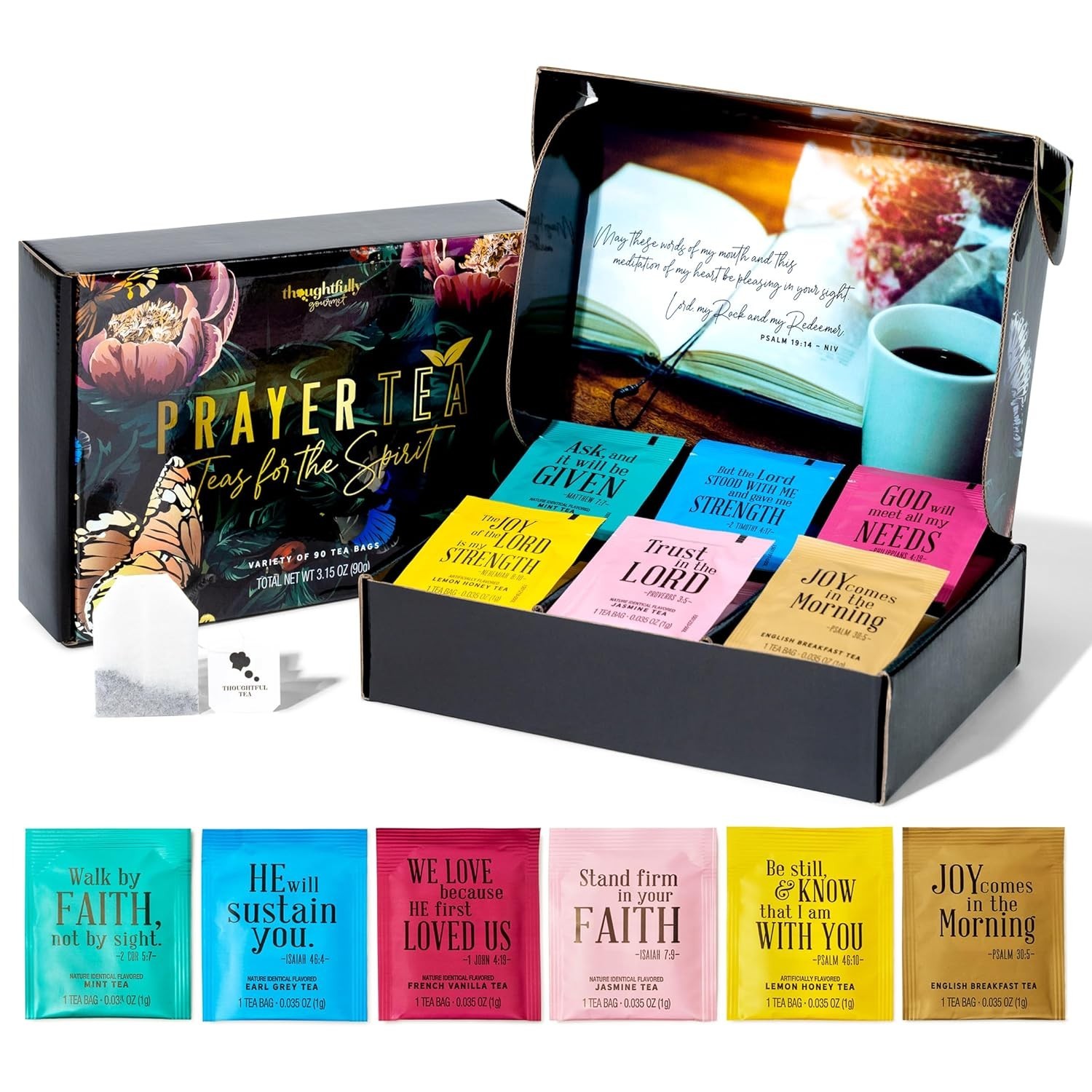 Deluxe 90 Count Tea Affirmations Set – Enjoy 6 Flavors with Bible Inspiration
