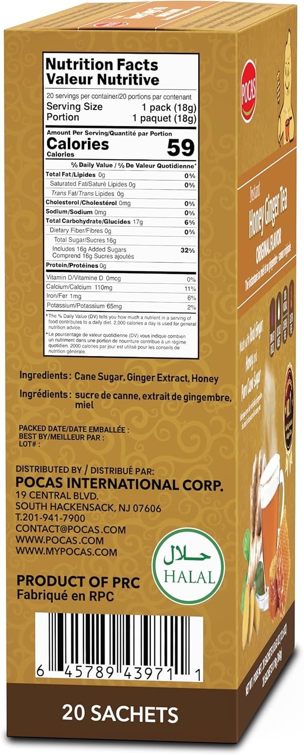 Delicious Instant Honey Ginger Tea Pack of 20 – Immune Support & Gluten Free