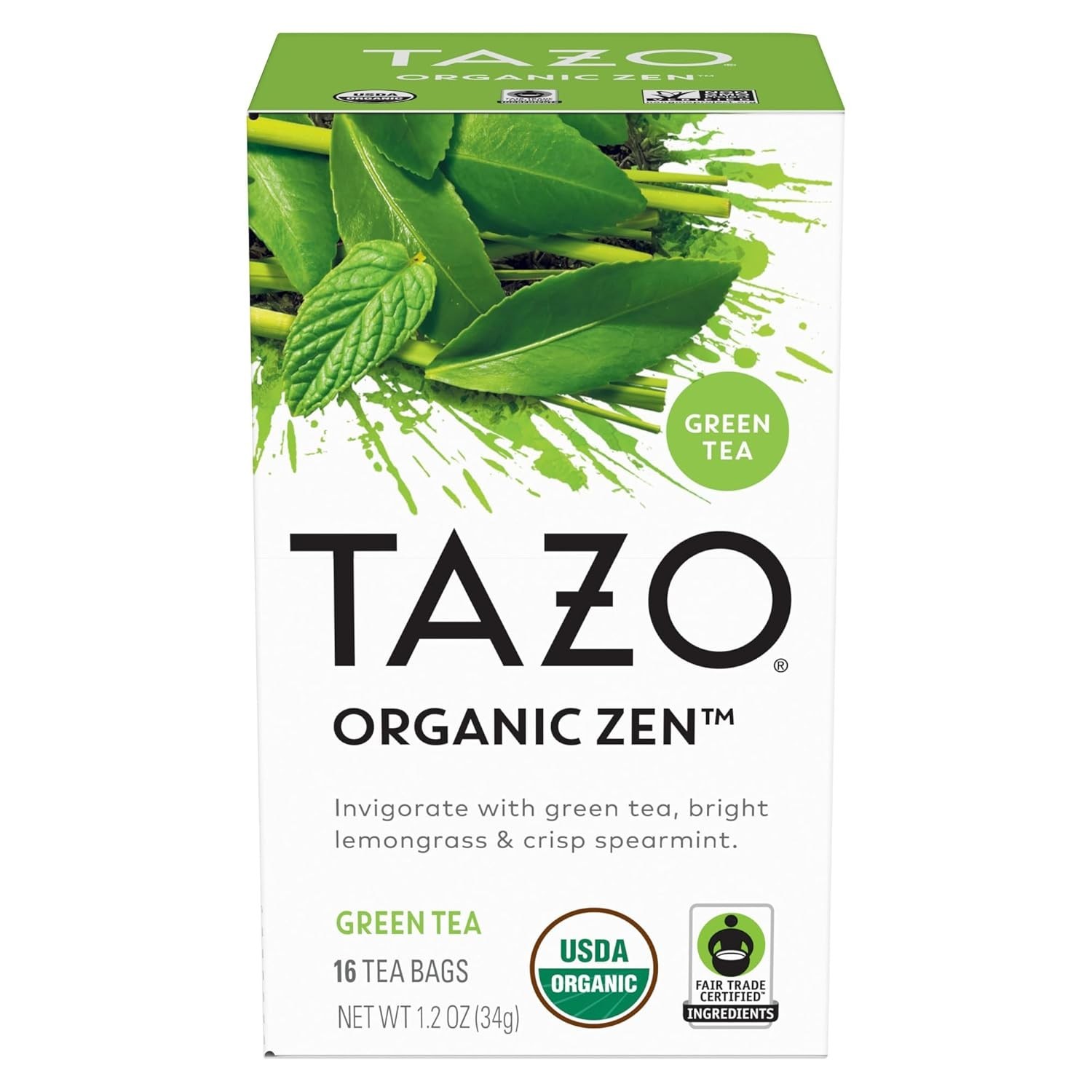 TAZO Organic Zen Green Tea, 16 Total Tea Bags