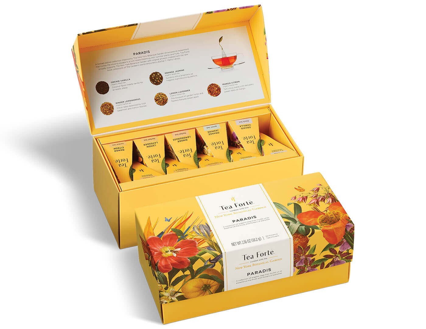 TEA FORTE, “Paradis” Tea Tasting Assortment Presentation Box of 20 Tea Infusers