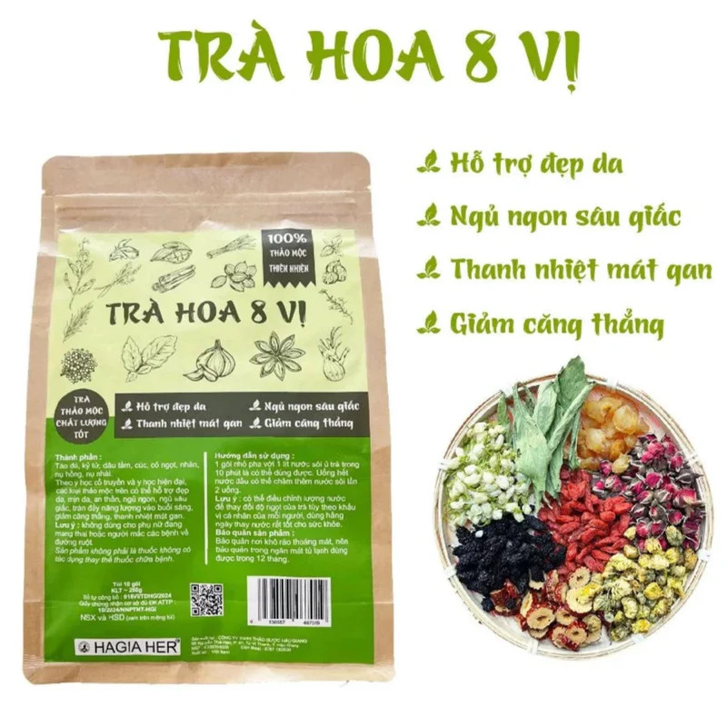 8-Flavor Floral Tea – Box of 10 Tea Bags (300g)