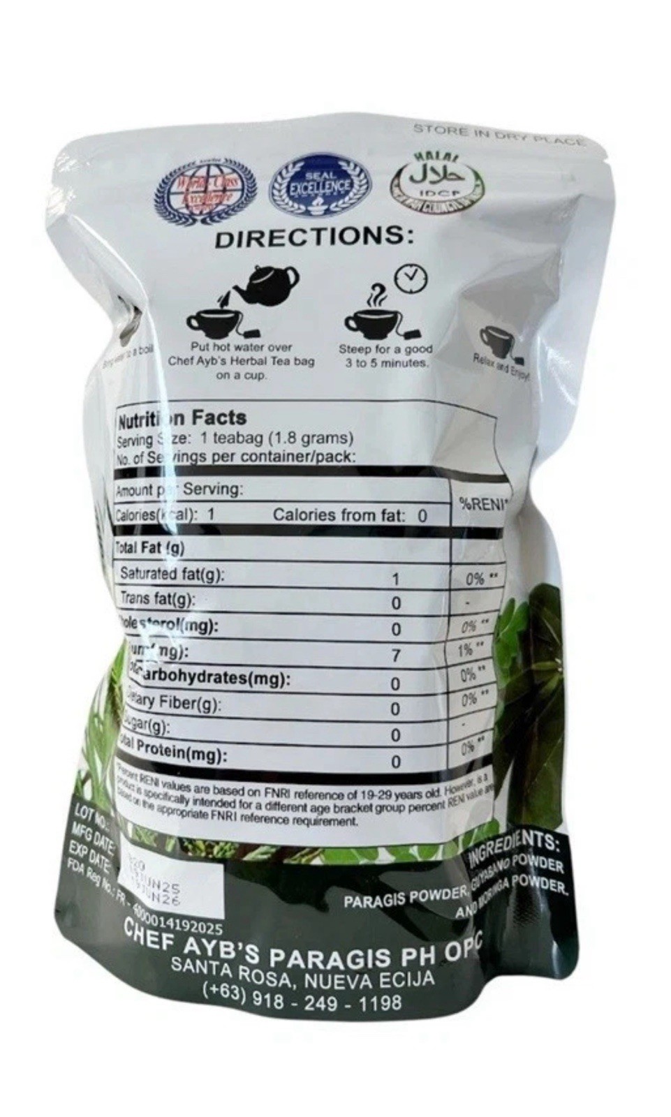 Chef Aybs Paragis Tea with Moringa and Guyabano Extract (20 Tea bags) – 2 Pack