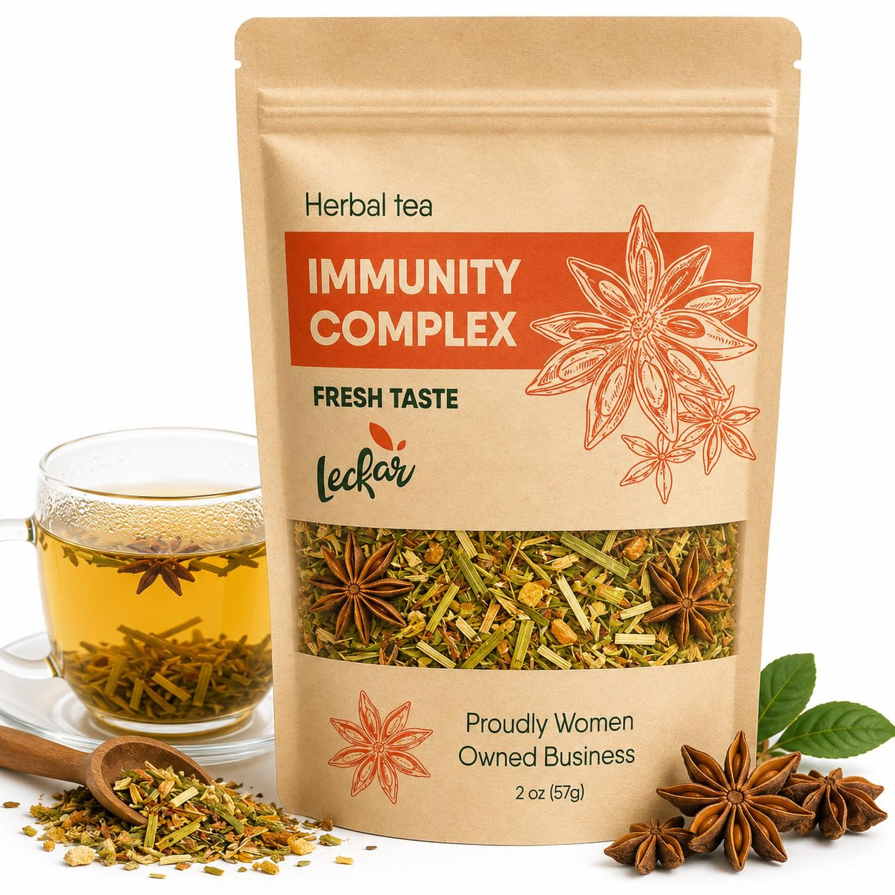 Herbal Tea with Lemongrass, Ginger, Fenugreek, Star Anise, Turmeric, Caffeine Fr