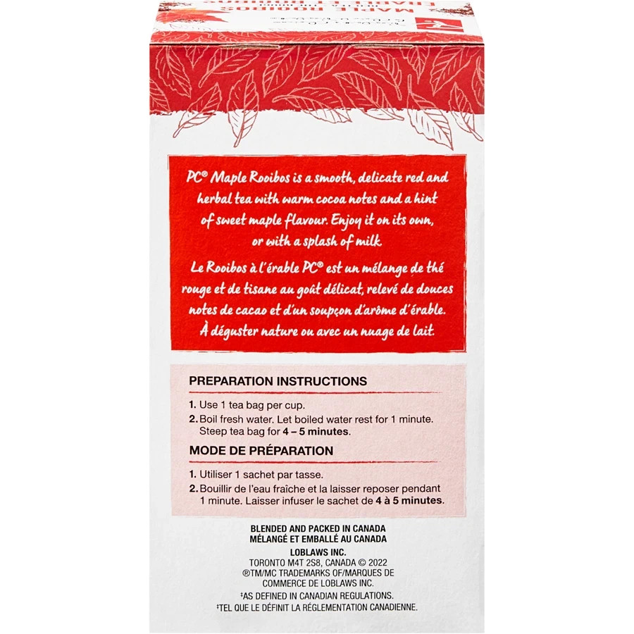 3 x President’s Choice Maple Rooibos Red Tea (40g) – Canada FRESH