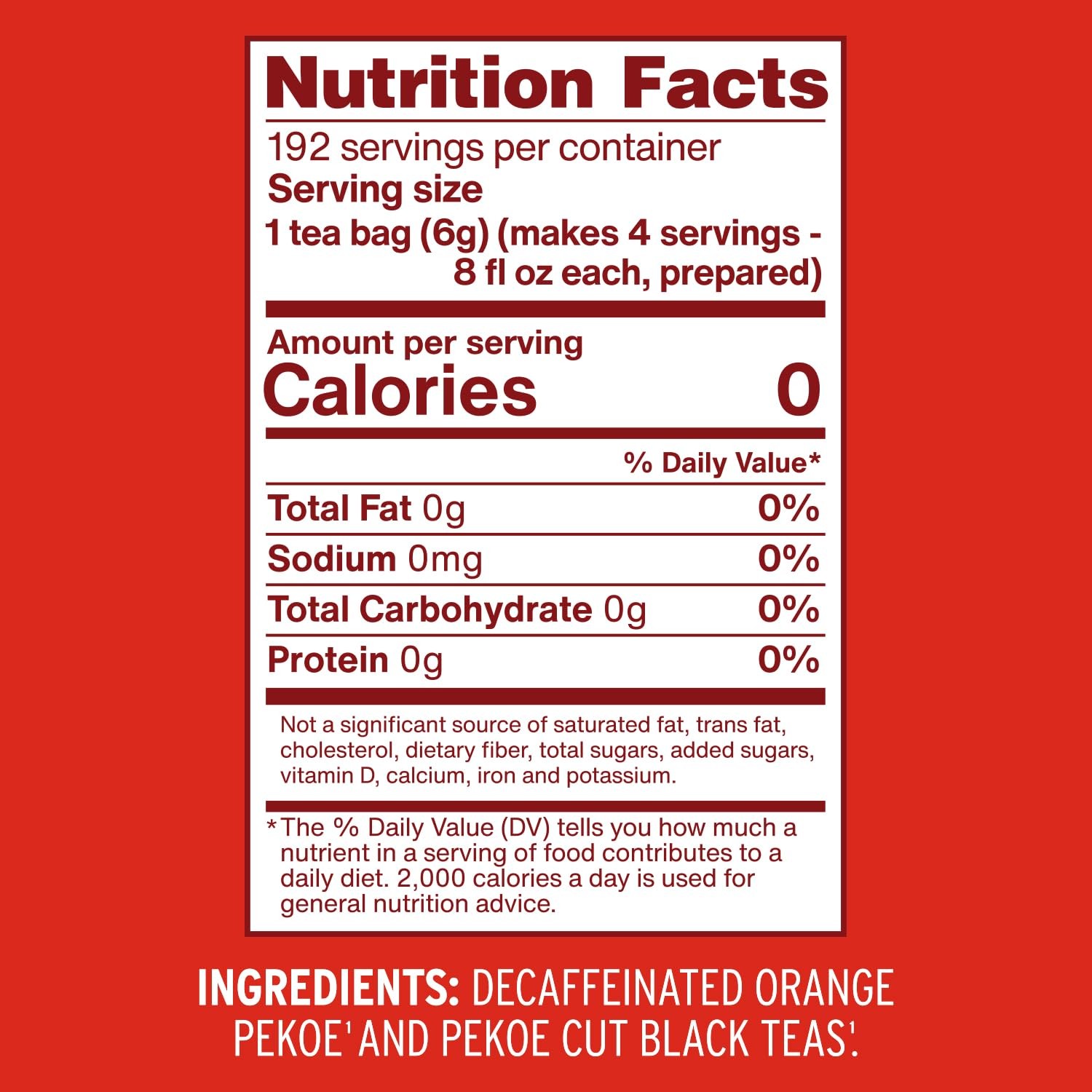 Decaffeinated Iced Tea Bags, Family Size, 48 Count (Pack of 1)