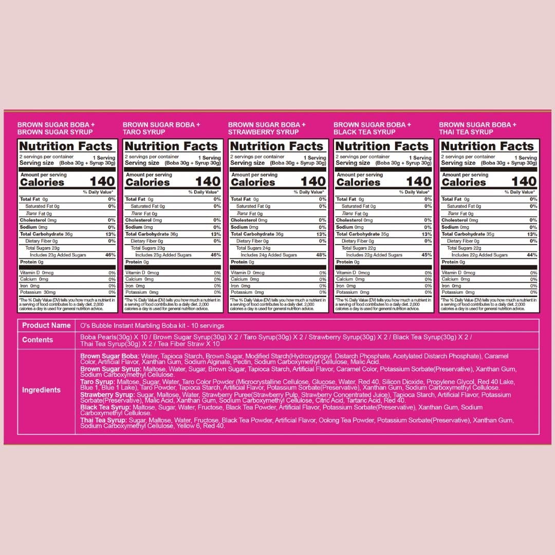 Instant Bubble Tea Kit (10 Servings) 5 Flavors Variety Pack, Ready in 30 Seco…