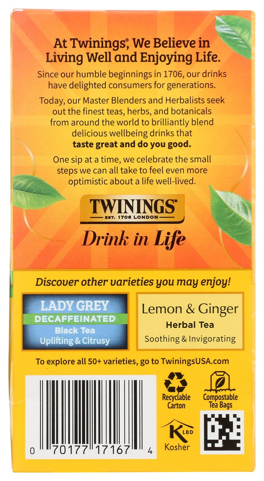 TWININGS TEA, TEA,DECAF,EARL GREY 20 BAG 20 Count, No Color