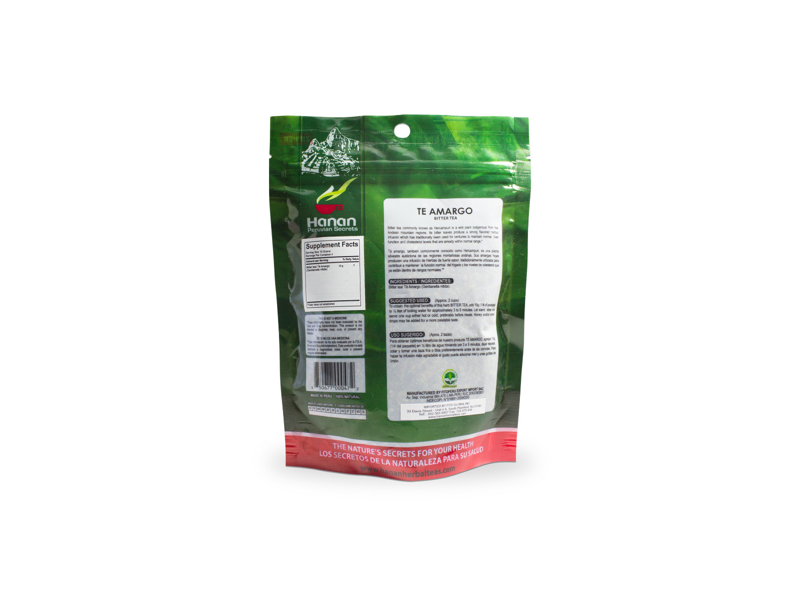 Hanan Peruvian Secrets Te Amargo Herbal Tea | 100% Natural Bitter Tea | 1.41oz