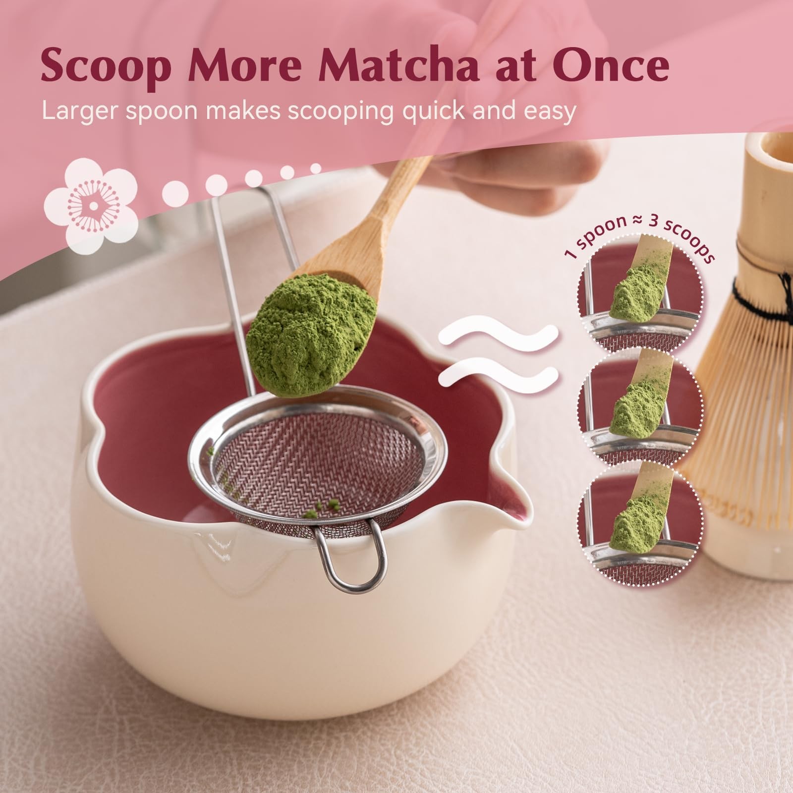 Matcha Set, 8Pcs Floral Ceramic Matcha Kit with Matcha Whisk, Holder, Scoop, …