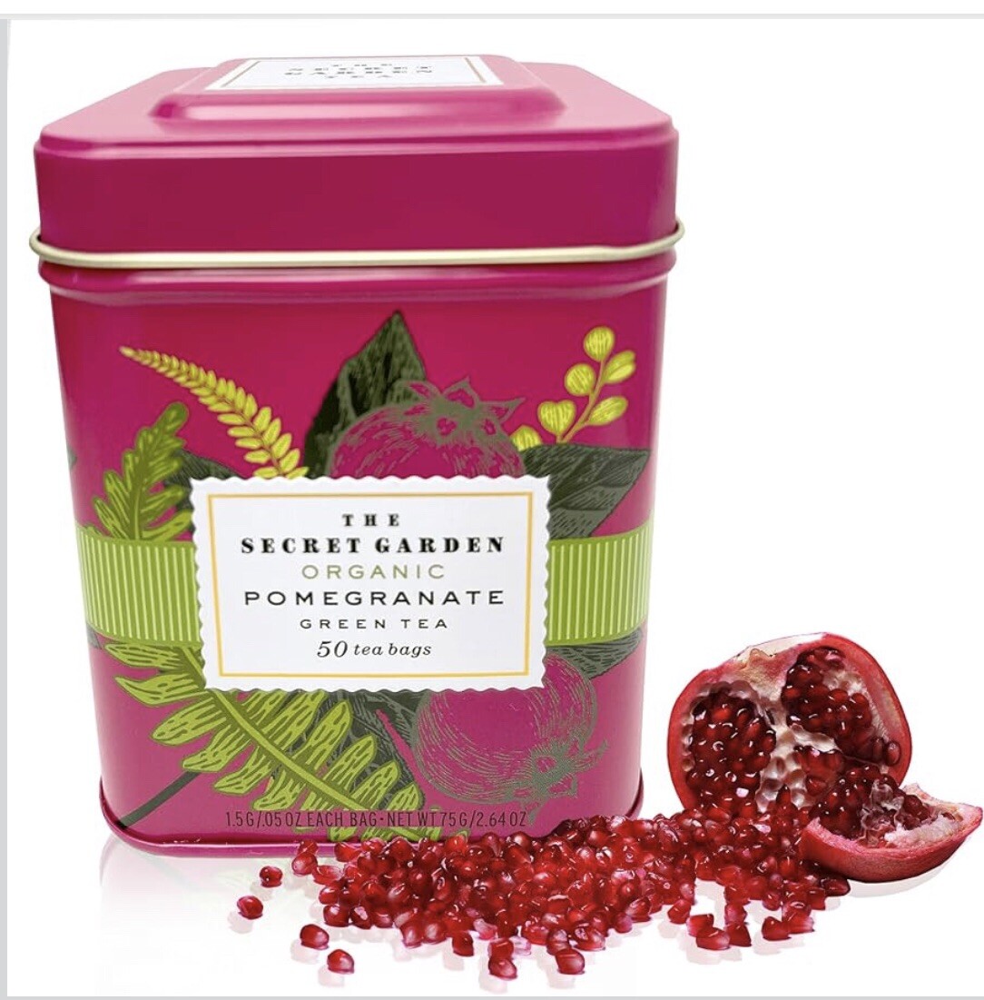 Pomegranate Green Tea, The Secret Garden Organic 50 Bags New Weight 100g NOT 75g