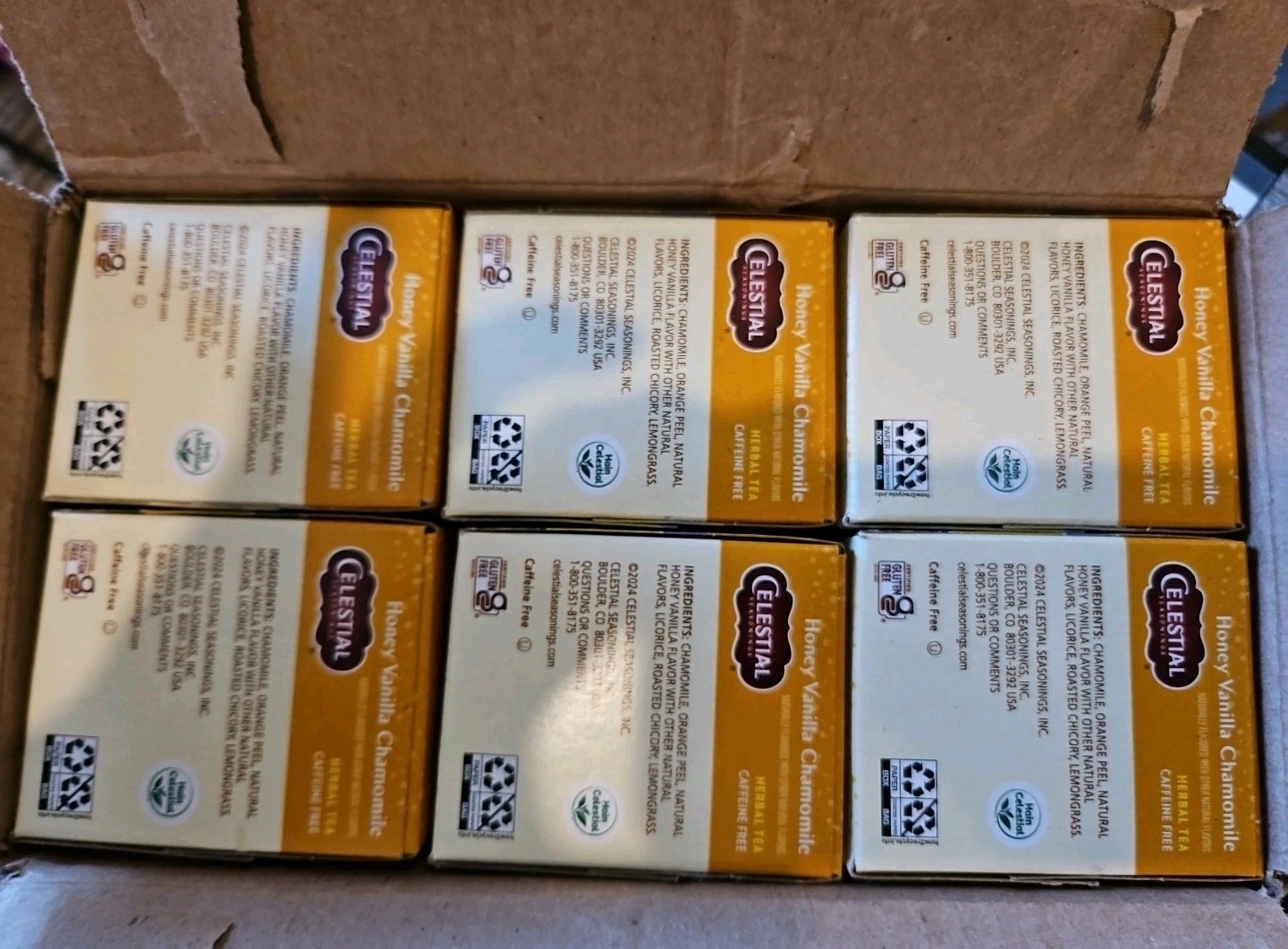6 Pack Celestial Seasonings Herbal Tea Honey Vanilla Chamomile 20 Count ea 06/27