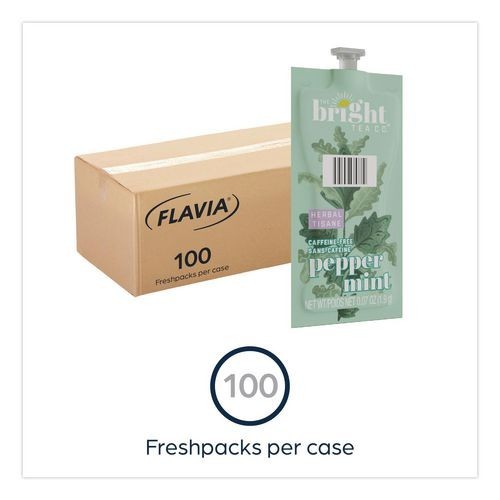 Flavia The Bright Tea Co. Peppermint Herbal Tea Freshpack, 100/Carton