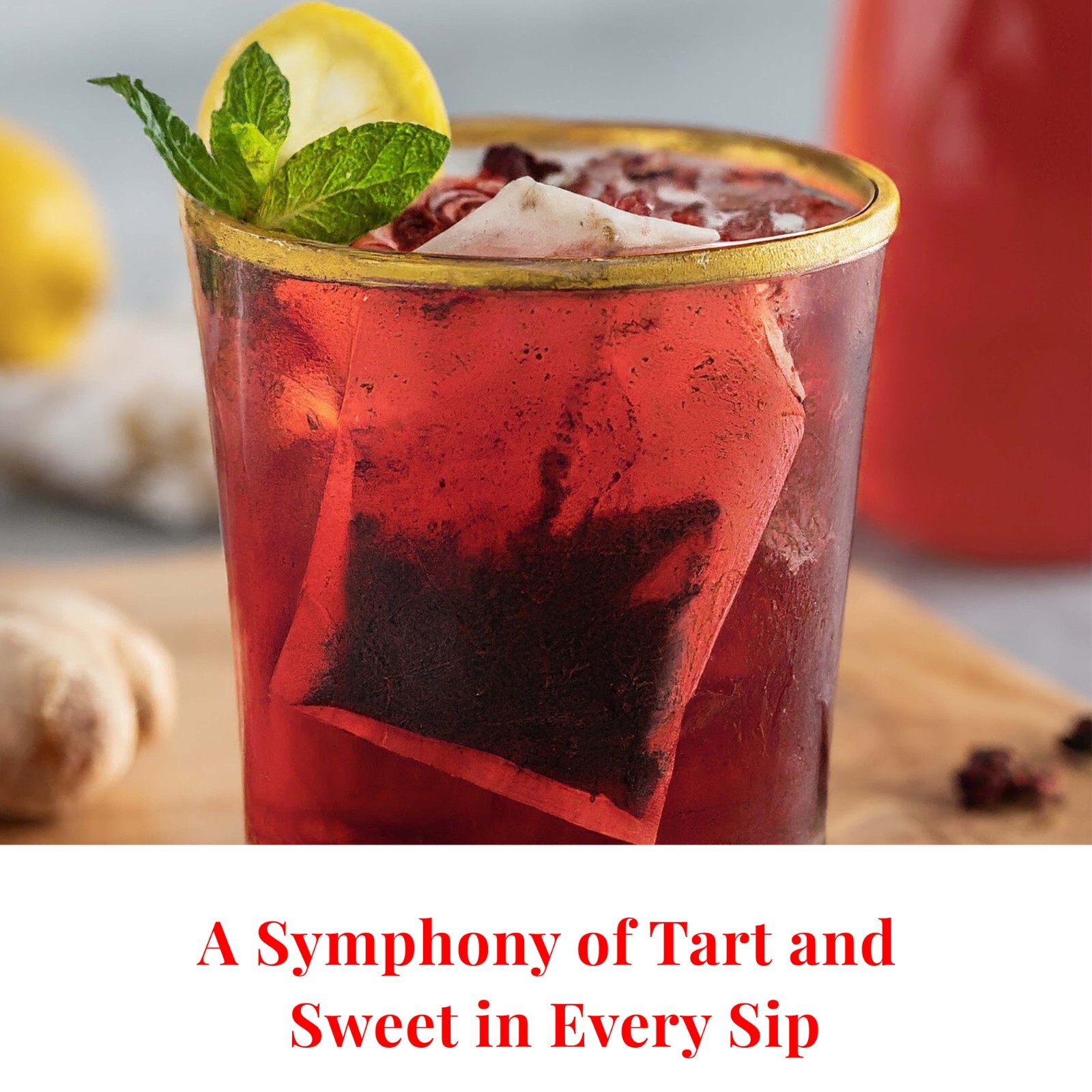 75 Hibiscus Tea Bags, Hibiscus Tea with Ginger, Herbal Tea, Perfect For Iced Tea
