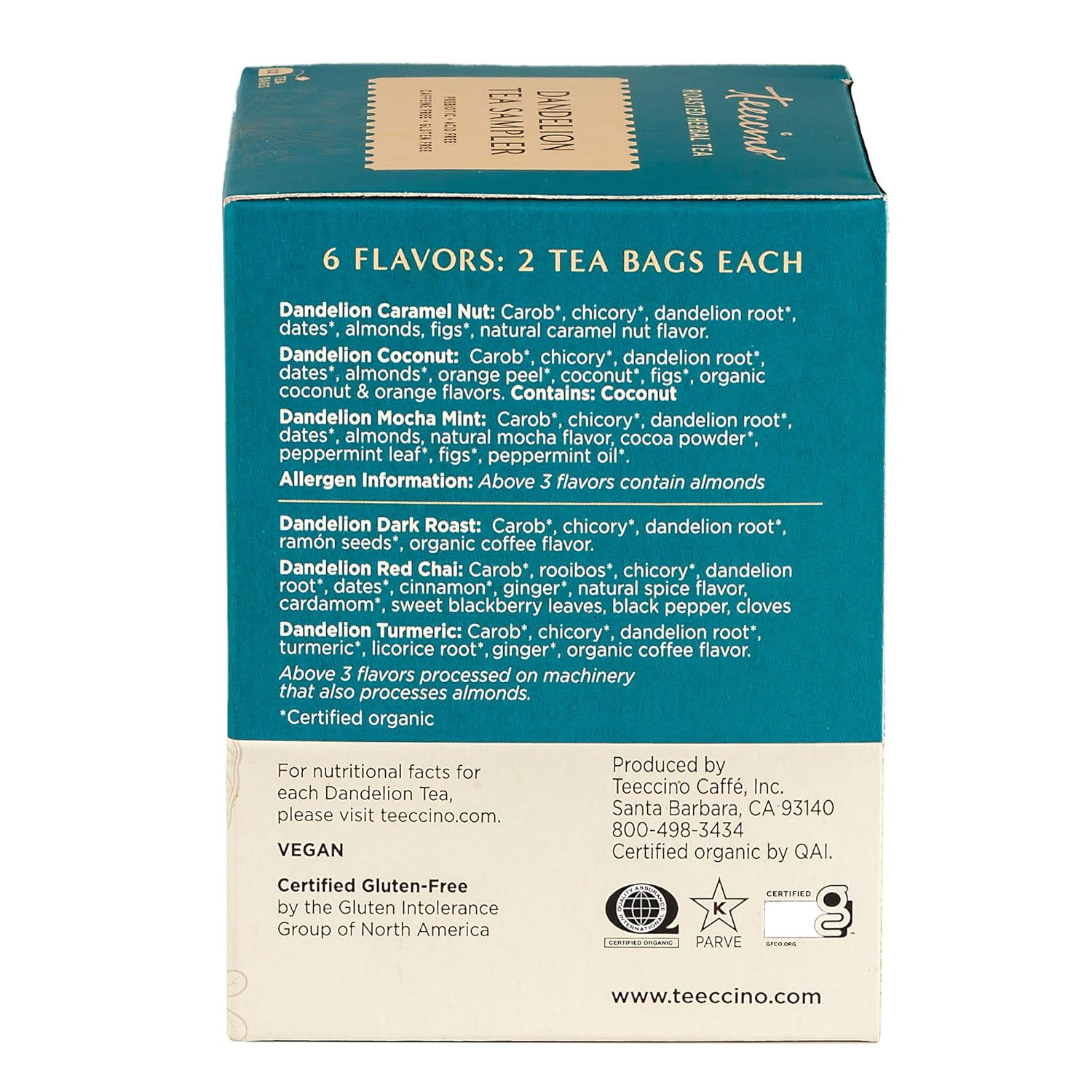 Dandelion Tea Sampler, 12 Tea Bags