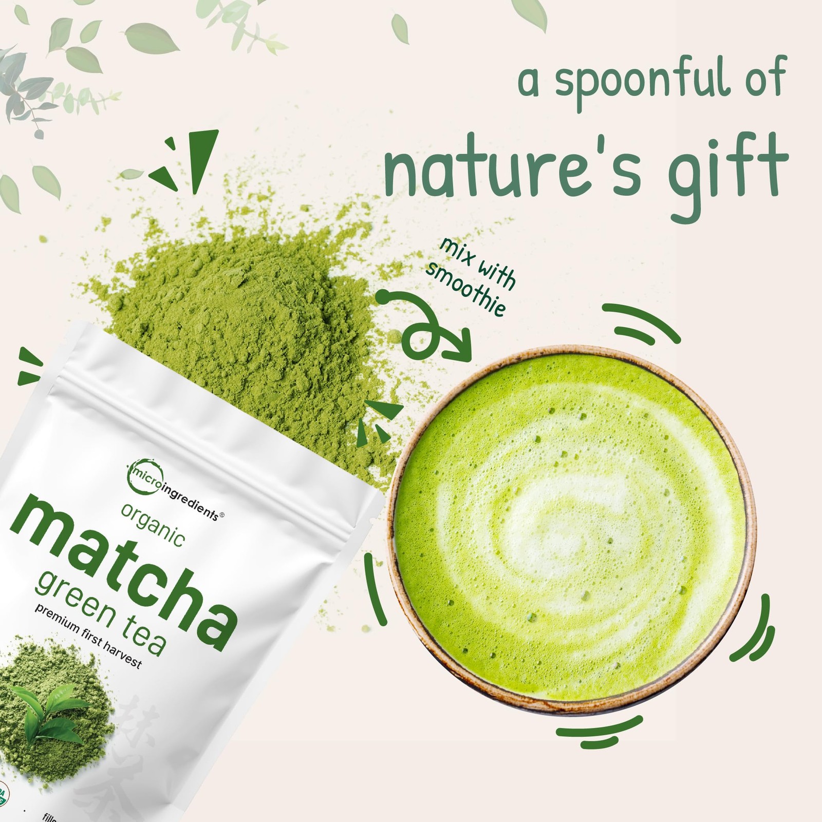 Organic Matcha Green Tea Powder 2 lb | Culinary Grade, Pure, Non-GMO