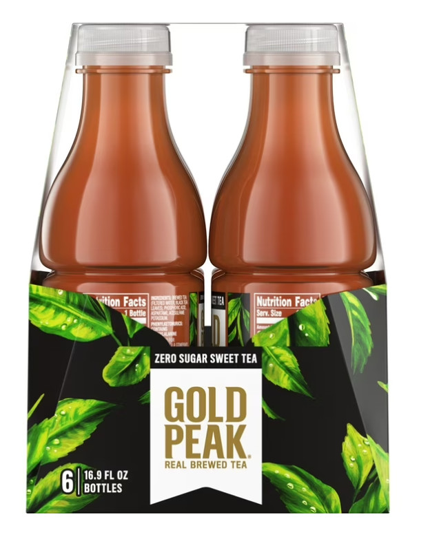 (2 PACK) Gold Peak Iced Tea, Zero Sugar Sweet Tea Bottles, 16.9 fl oz, 6 pack