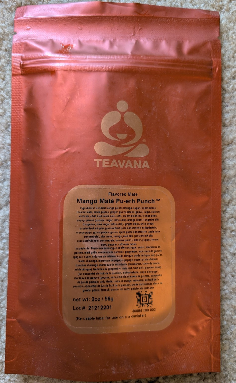 Teavana Mango Maté Pu-erh Punch – 2oz 56g SEALED