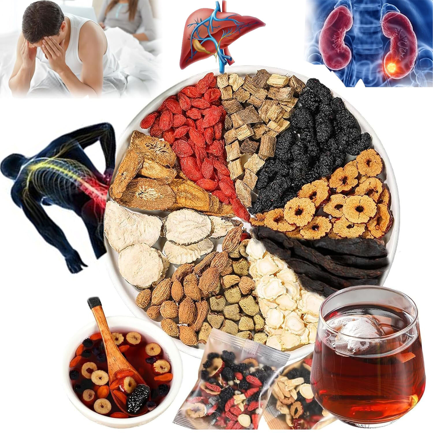 Kidney Ginseng Five Treasure Tea -Eight Treasure Tea with Wolfberry & Mulberry