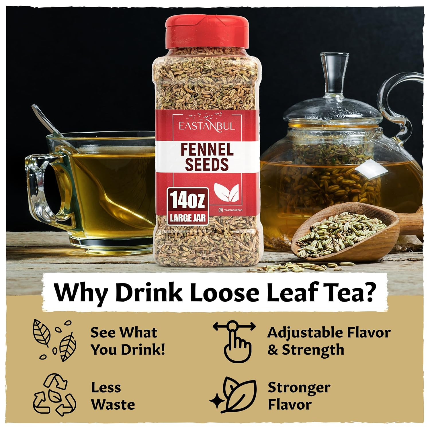 Fennel Seed, 14.1Oz, Loose Fennel Tea, Hinoja Hierba, Ayurvedic & Culinary Seeds