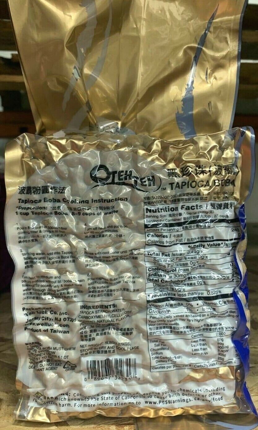 OtehTeh Black Taiwanese Tapioca Pearl Boba Bubble 5 lbs