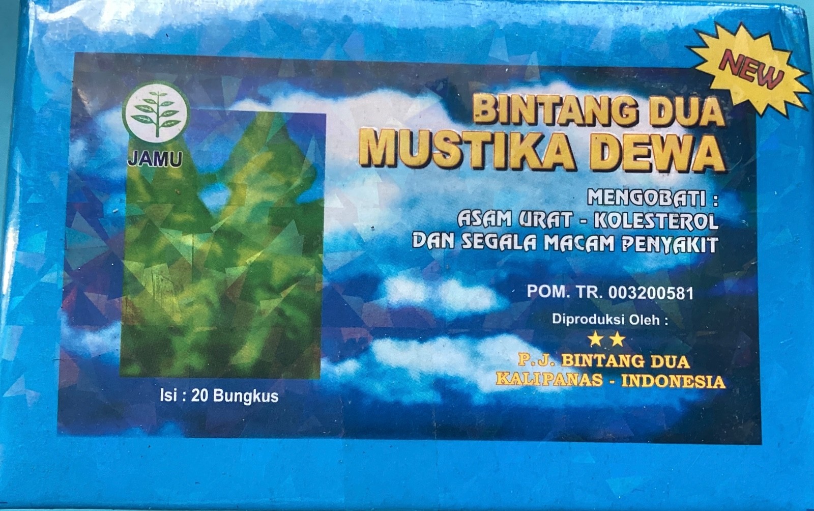 Indonesian herbal tea powder Mustika dewa Bintang Dua 20 sachets No Ship to US