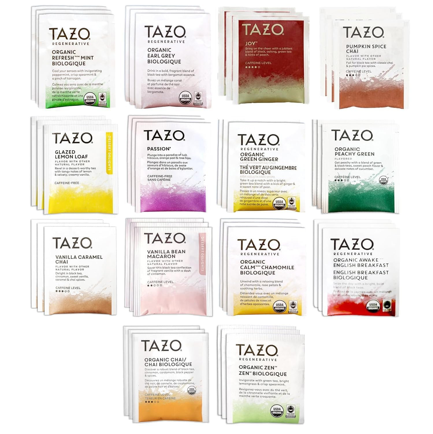 Tea Bags Sampler Assortment Variety Pack Gift Box (42 Count) 14 Different Flavor