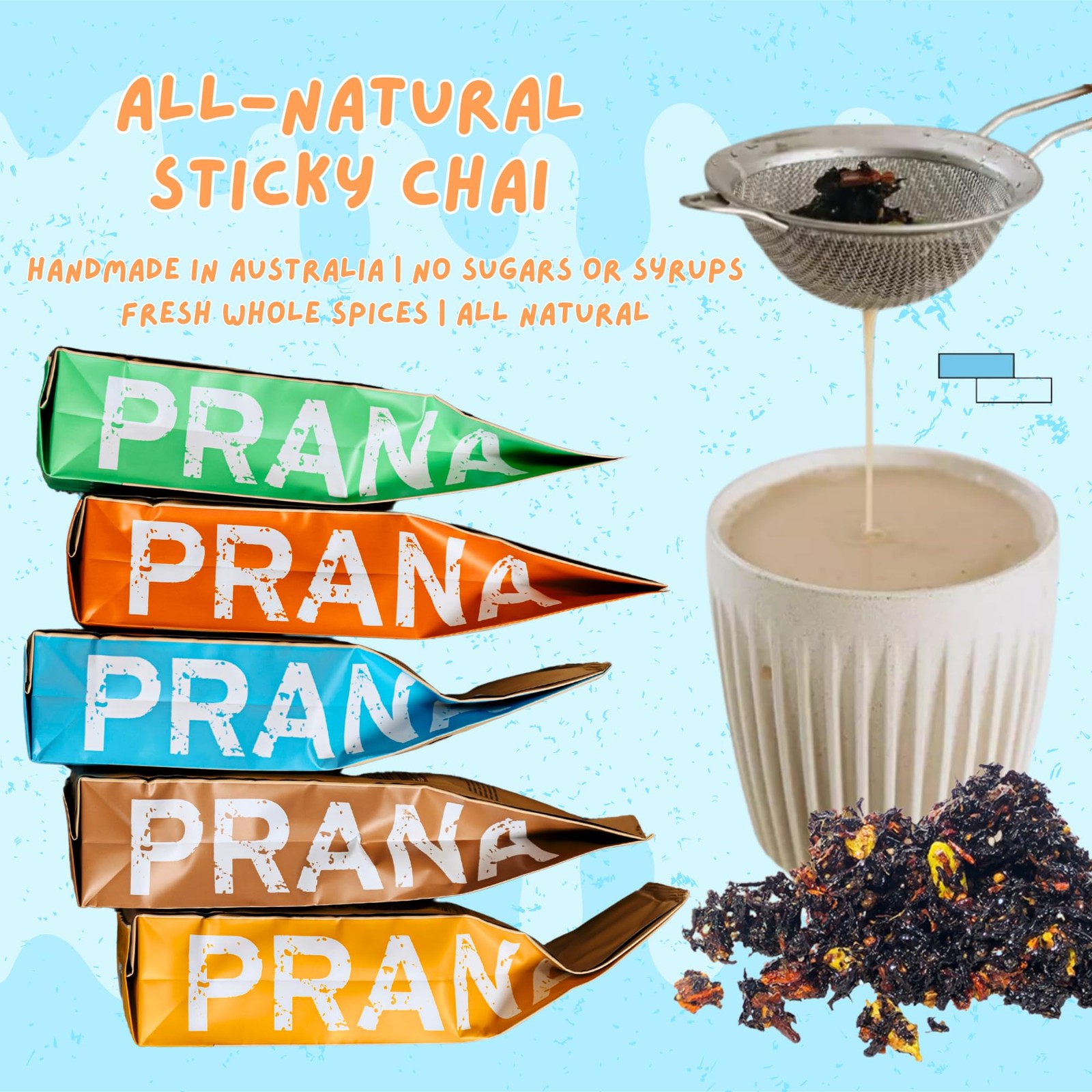 Prana Chai 2 Bag Chai Lovers Starter Pack Including Chai Teapot, Fine Mesh St…