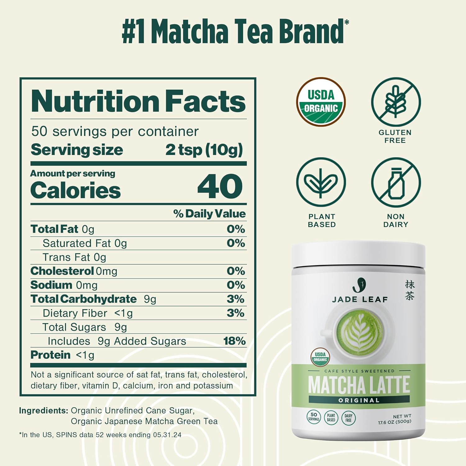 Organic Matcha Latte Mix – Bulk Value Size – Lightly Sweet Japanese Matcha Green