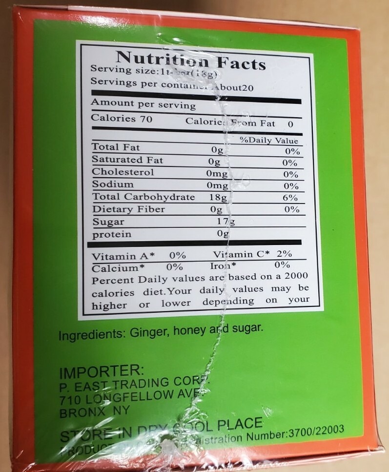 West Indian Ginger Tea Instant Honey Crystals Ginger Tea 20 sachets