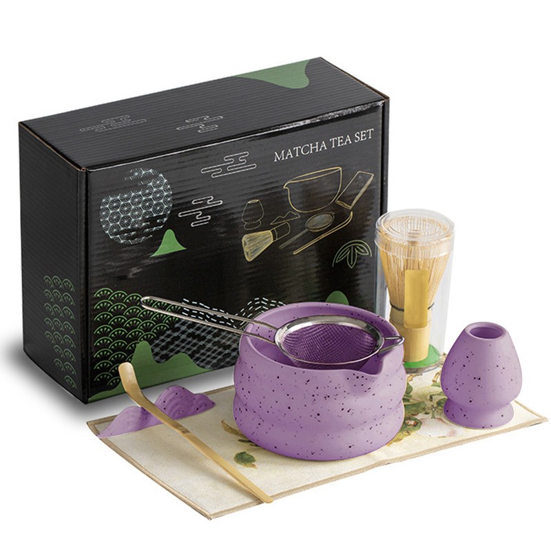 7-Piece Matcha Tea Set Matcha Bowl with Spout Strainer Gift
