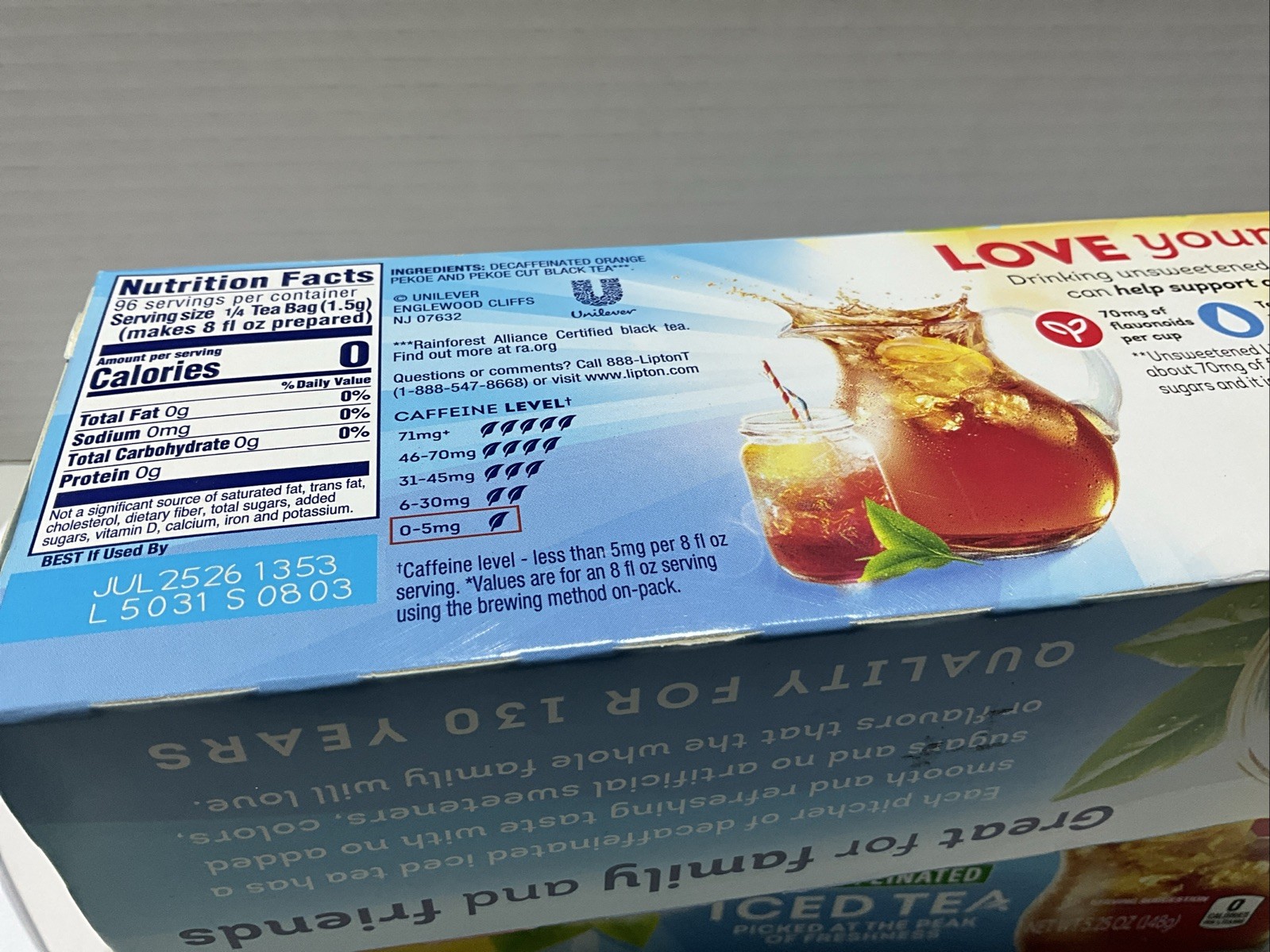 Lipton Decaffeinated Iced Tea 24 Family Size Tea Bags Lot of TWO Boxes New