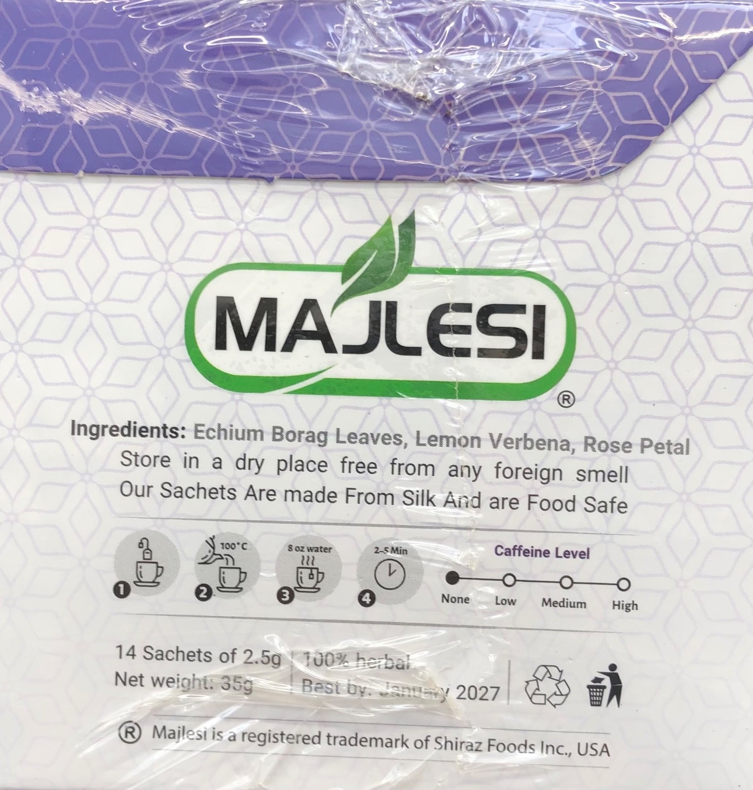 Majlesi Echium Herbal Tea 14-Count Full Body Pure Leaves 1.2 oz. (35 g)