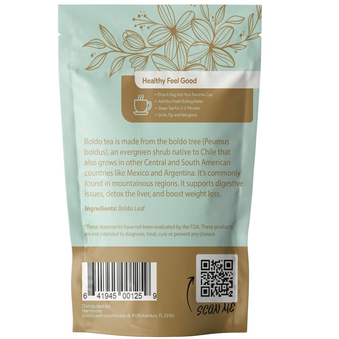 Premium Boldo Tea (30 Tea Bags) Supports Liver & Kidney Health 100% Natural