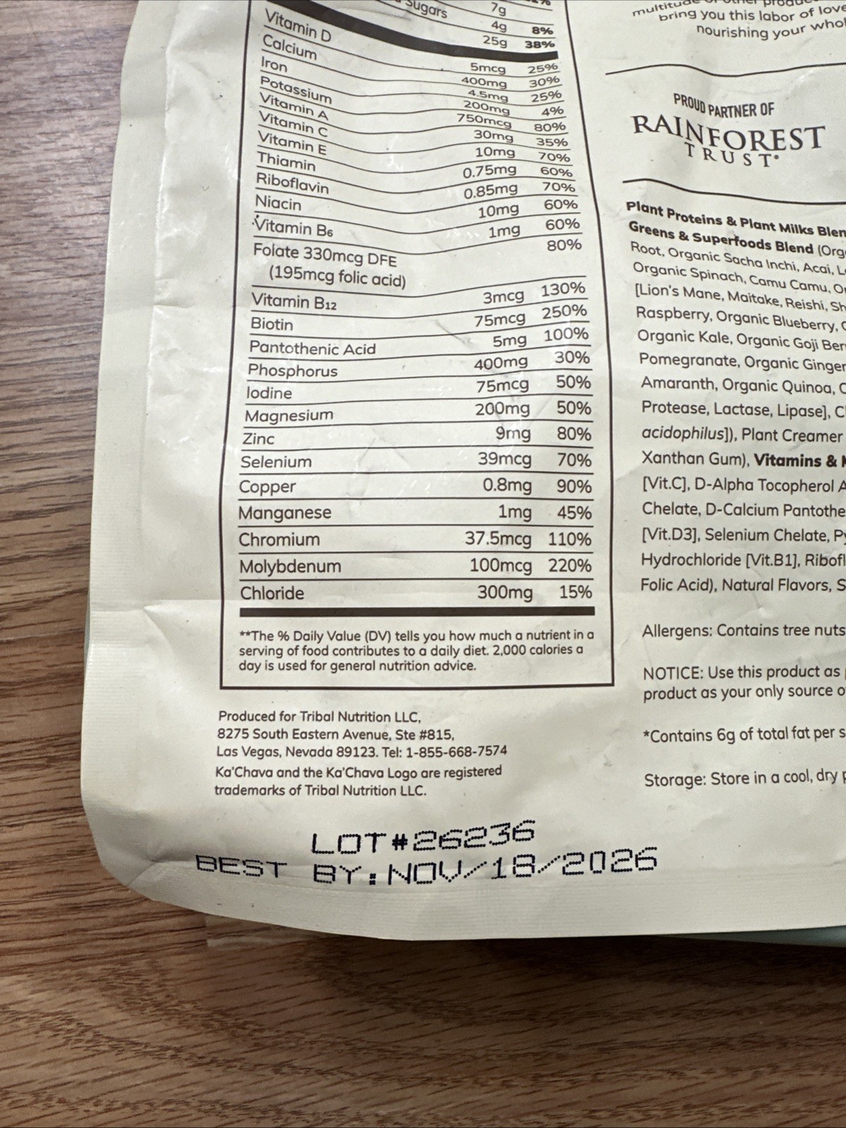 Kachava Matcha Bag 32.8 Oz 15 Servings 11/2026