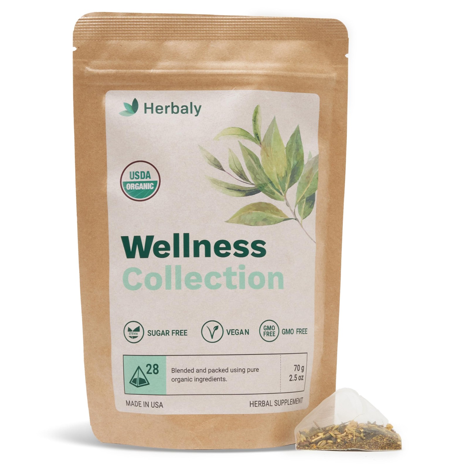 Organic Herbal Ginger Tea – 70g, 28 Count Bag (Pack of 1)