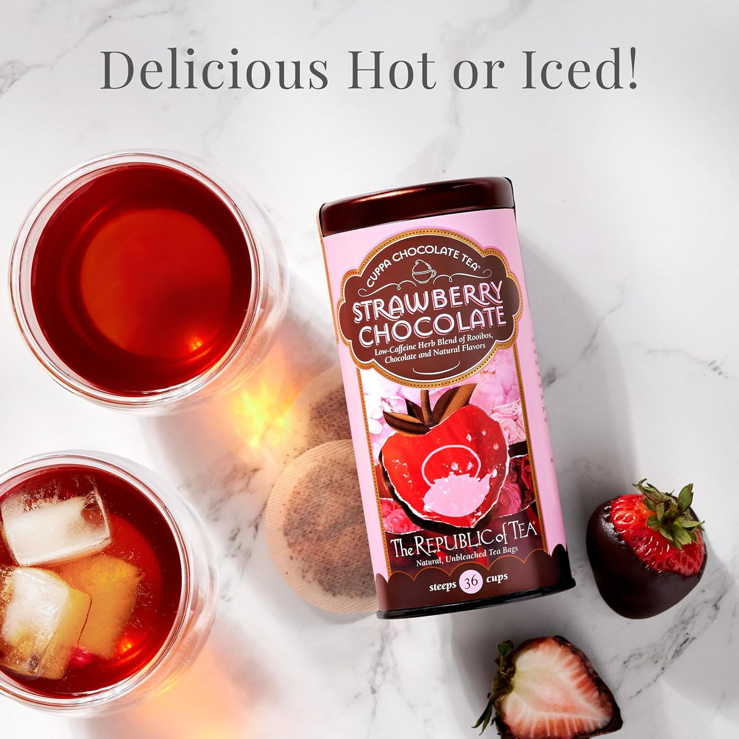 – Strawberry Cuppa Chocolate Tea Bags, Low-Caffeine, 36 Servings