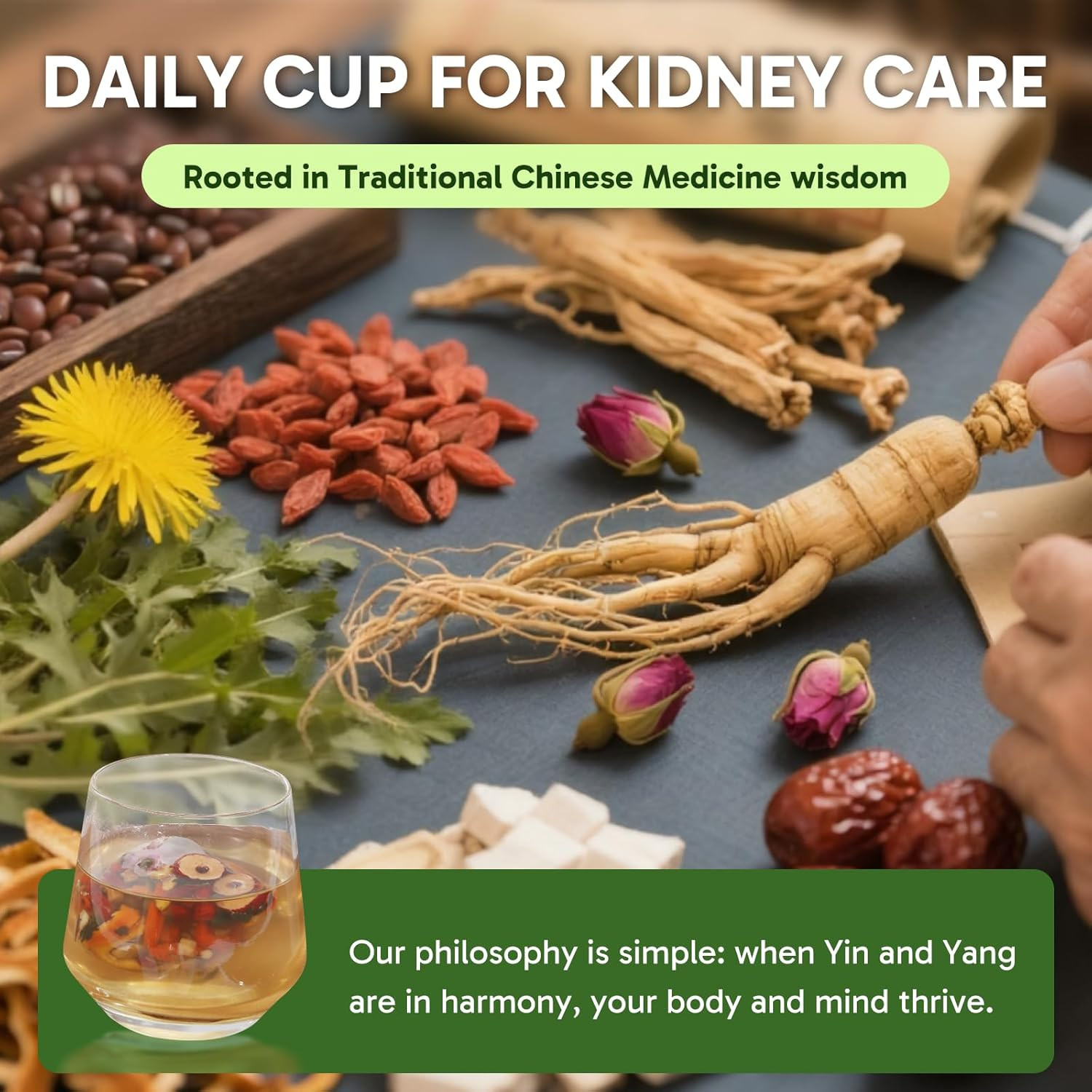 Ginseng Goji Berry Dandelion Herbal Tea – 12 Herb Kidney Cleanse Detox Blend, Ch